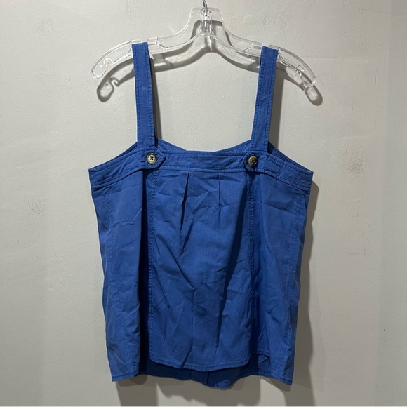 Anthropologie Maeve Berea Button Down Top Tank Size 8 Blue Linen Rayon - Picture 10 of 11